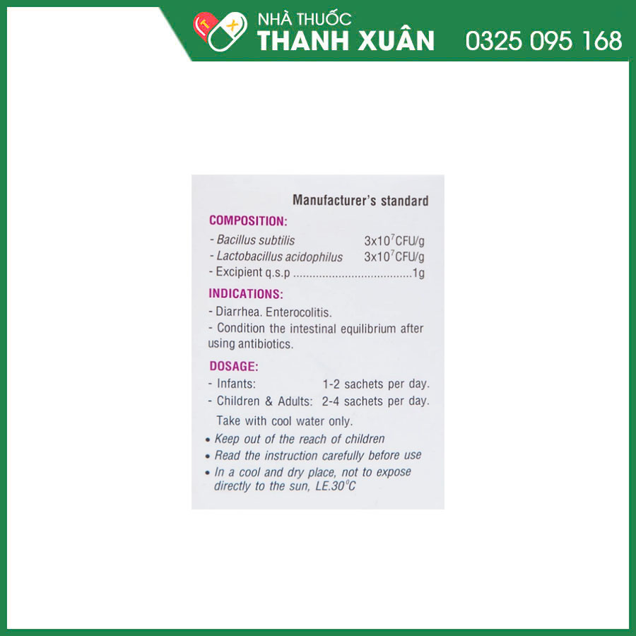 Biosubtyl DL thuốc điều trị tiêu chảy, viêm ruột cấp và mãn tính, rối loạn tiêu hóa